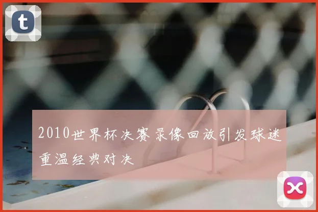 2010世界杯决赛录像回放引发球迷重温经典对决