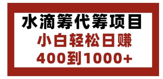 小白也能轻松玩转水滴筹代筹项目(日入500以上)