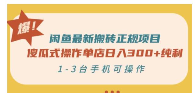 傻瓜式操作闲鱼虚拟资源搬砖正规项目(单店稳定收益300以上)