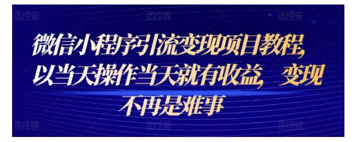 价值5000的微信小程序引流变现项目(手把手教学)