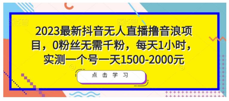 2023抖音无人直播撸音浪项目(0粉直接开撸实测一天2000以上)