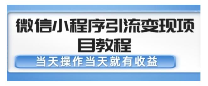 小白也能操作的微信小程序引流变现项目(当天操作当天)