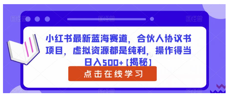 小红书新出合伙人协议书虚拟资源蓝海赛道(卖出的都是纯利)