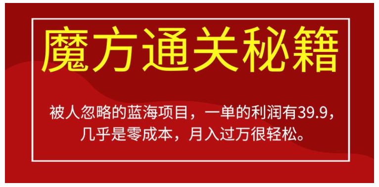 0成本的魔方通关秘籍蓝海项目(轻松月收益上万)