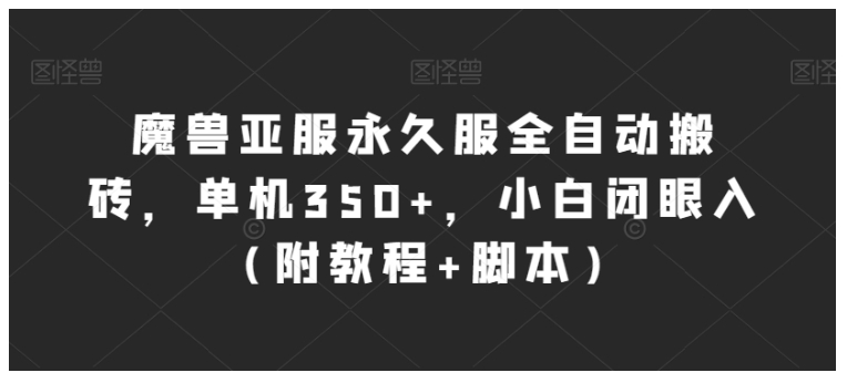 小白也能做魔兽永久亚服全自动搬砖项目(单机500收益以上)