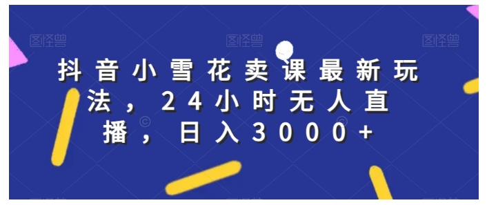 24小时无人直播抖音小雪花卖课(轻松日收益3000以上)