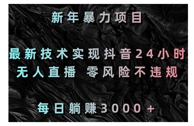0风险不违规抖音24小时无人直播(每天收益3000以上)