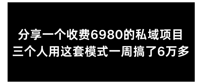 一周能搞6W的私域项目模式(价值8000以上)