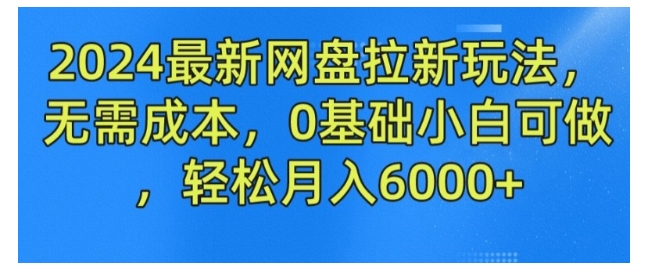 2024无需成本网盘拉新新玩法(轻松月收益8000以上)